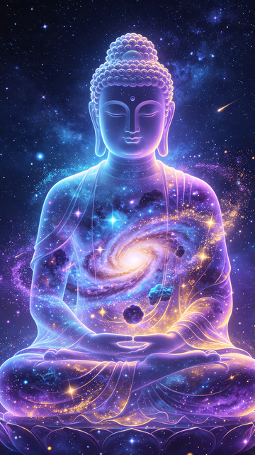 星空佛陀宇宙艺术插画