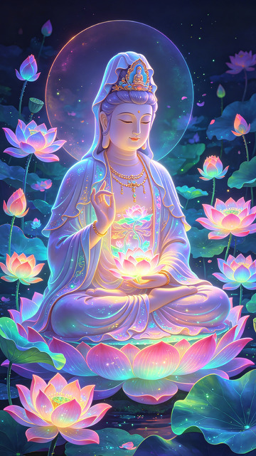 梦幻佛像莲花艺术插画