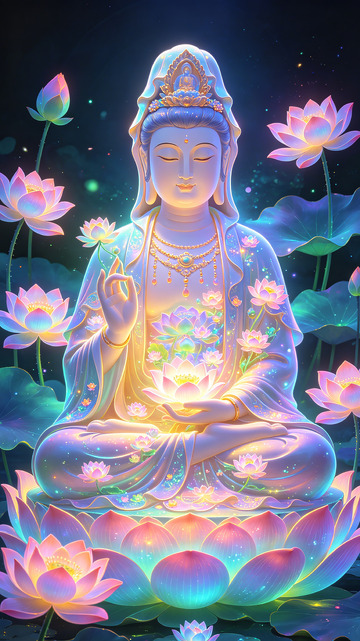 梦幻佛光莲花艺术插画