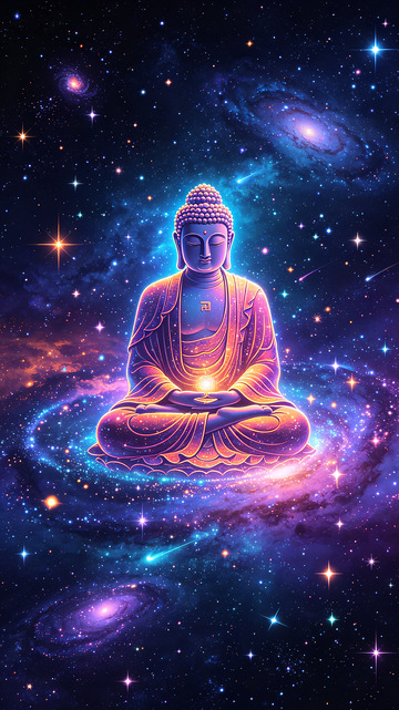 宇宙佛像禅意艺术插画