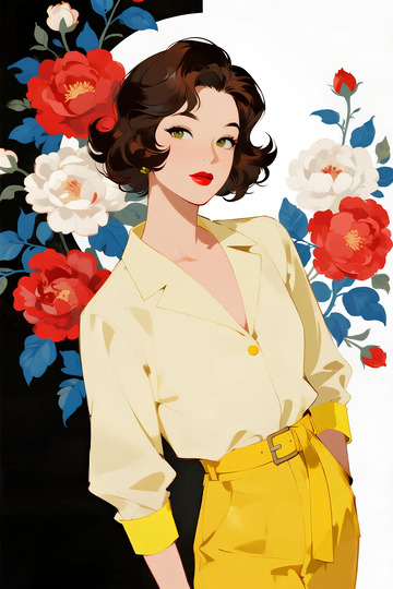 精致复古风女性插画1