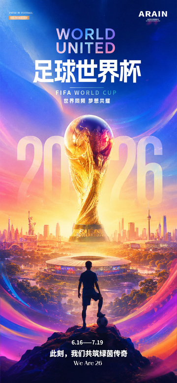 2026足球世界杯奖杯风景海报
