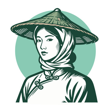 东方风格人物插画素材