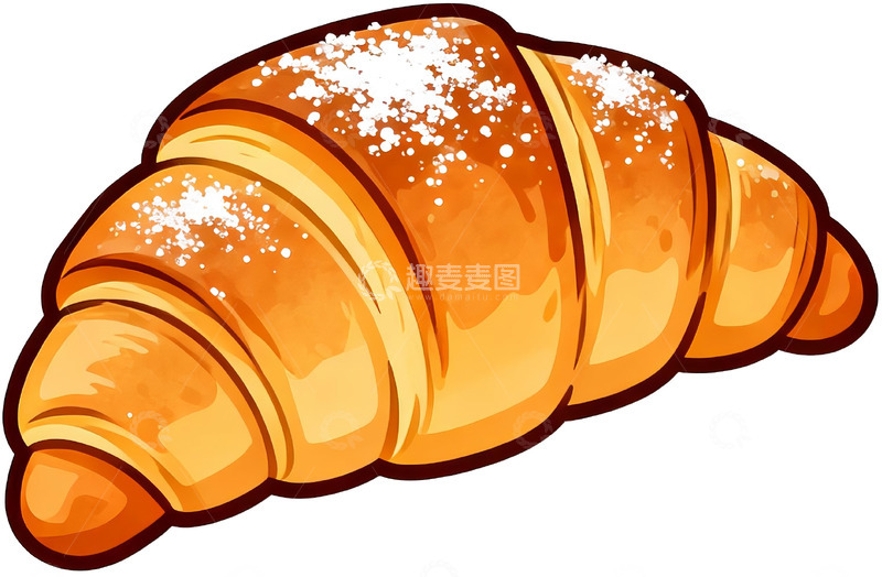 高清大图下载【趣麦麦图】-插画风格牛角包1
