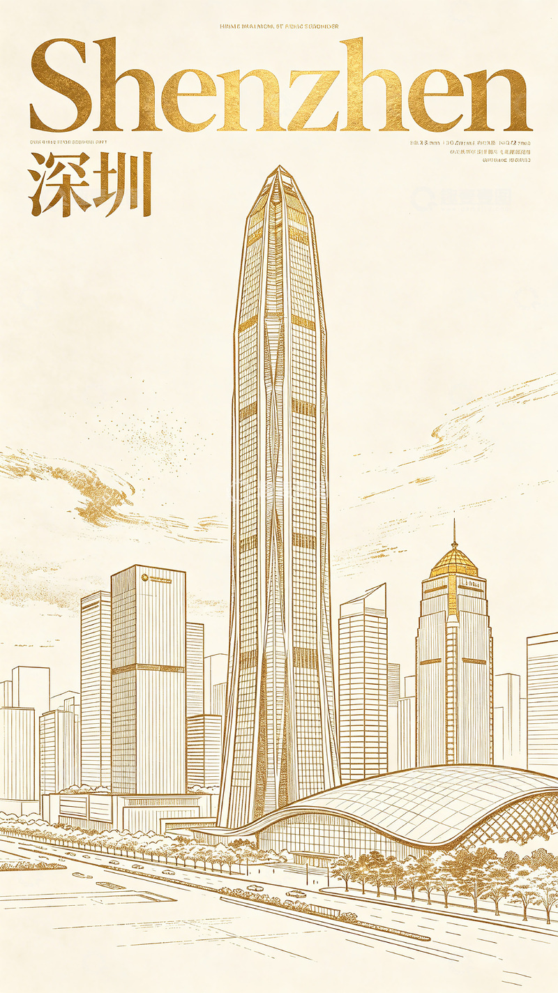 高清大图下载【趣麦麦图】中国地标建筑铜版画线稿