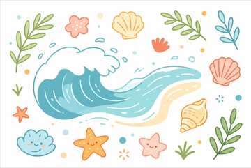 海洋卡通元素插画