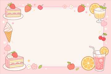 可爱甜品装饰边框插画素材