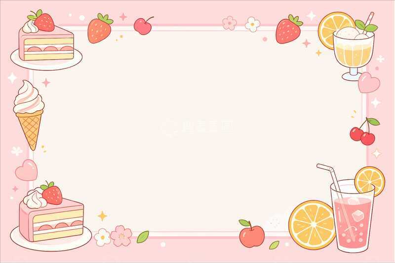 源文件下载【趣麦麦图】可爱甜品装饰边框插画素材