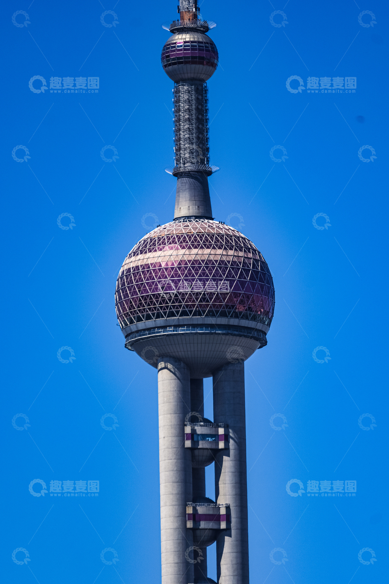 高清大图下载【趣麦麦图】东方明珠塔特写蓝天背景