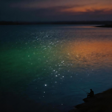 夜晚湖边垂钓2