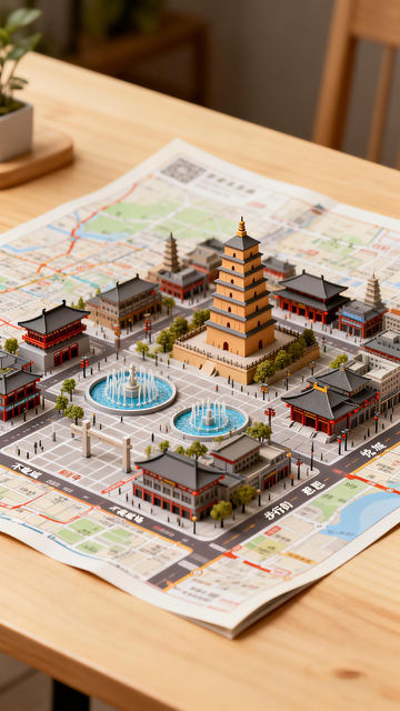 微缩景观古塔街区模型