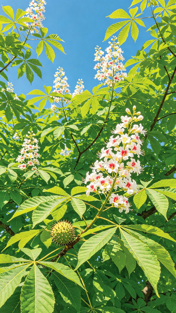 春意盎然树木花卉手绘插画