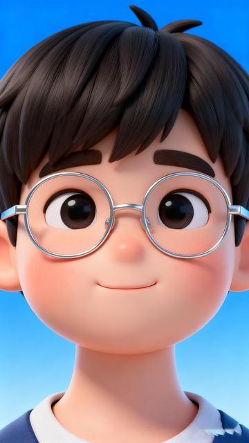 卡通男孩头像3D渲染
