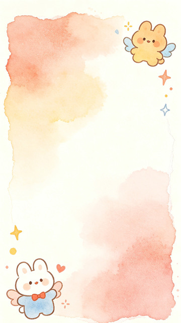 卡通水彩边框插画设计