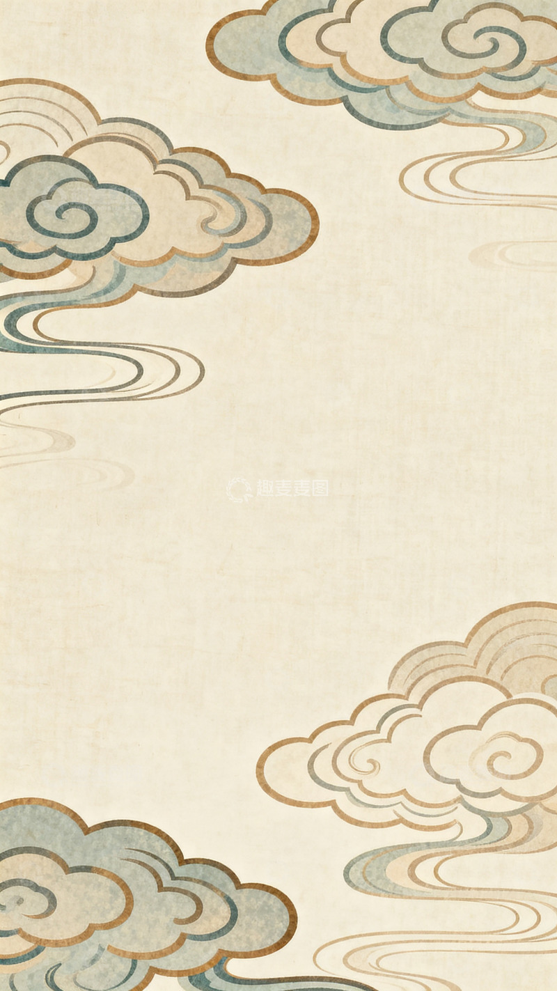 高清大图下载【趣麦麦图】-古风祥云图案装饰背景
