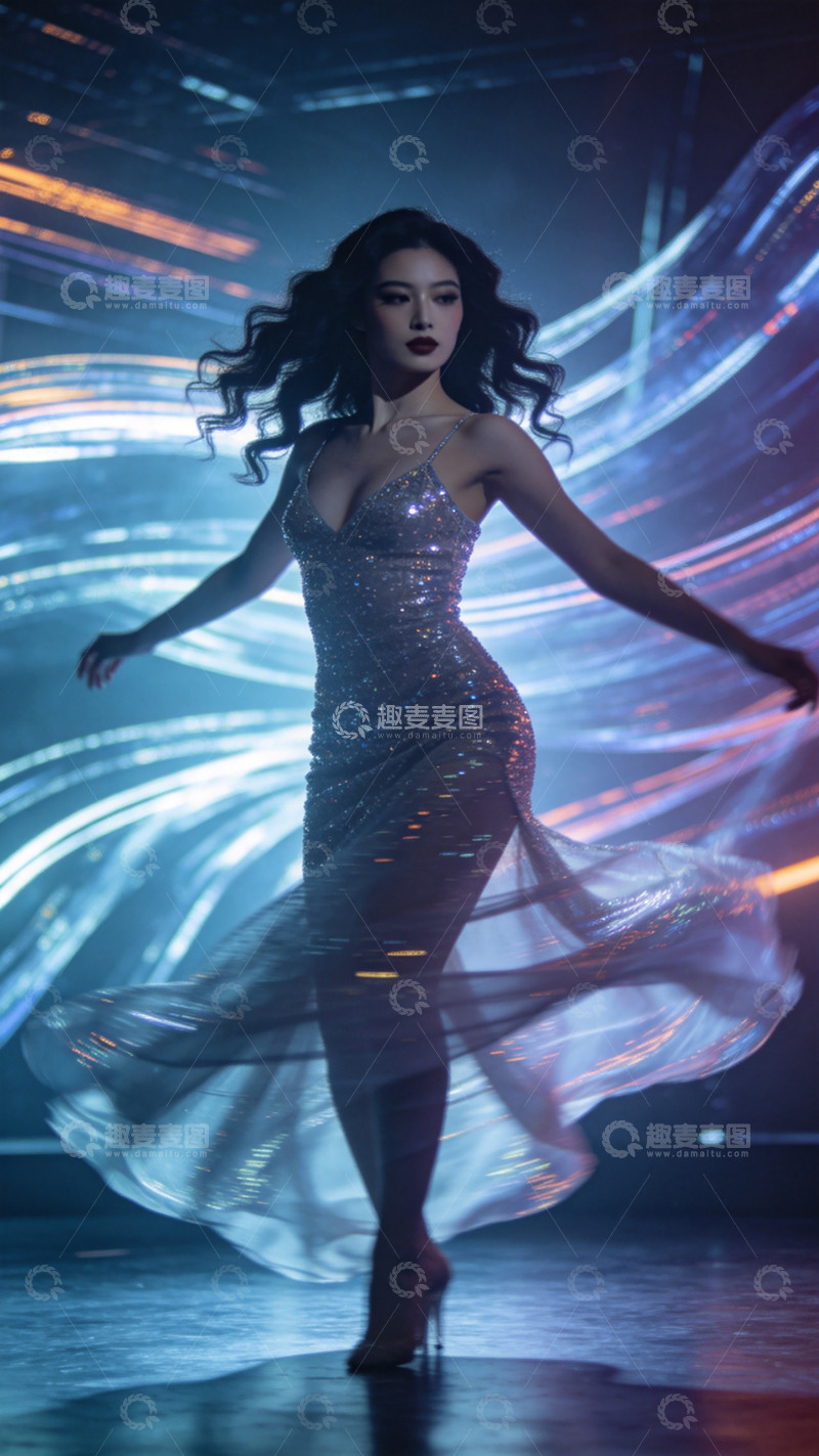 高清大图下载【趣麦麦图】-时尚舞动光影女神