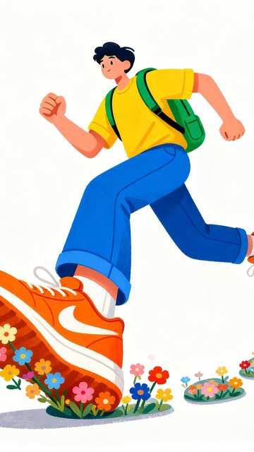 青春跑步插画运动男孩卡通素材