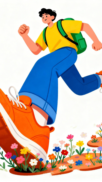 青春跳跃插画素材