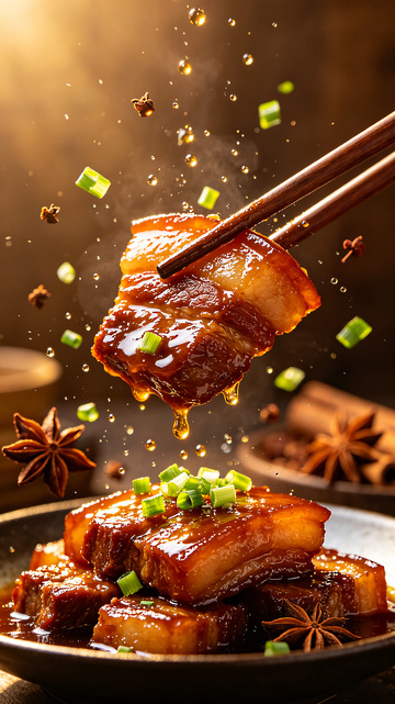 红烧肉动态定格瞬间