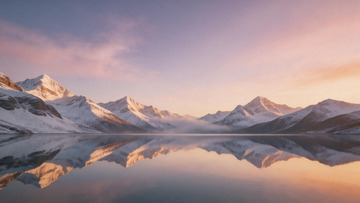 雪山倒影晨曦美景
