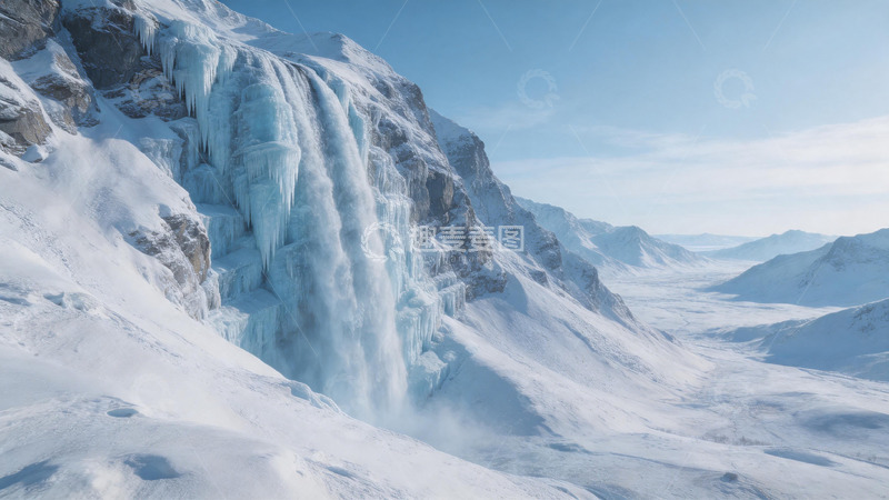 高清大图下载【趣麦麦图】冰川瀑布壮丽雪景