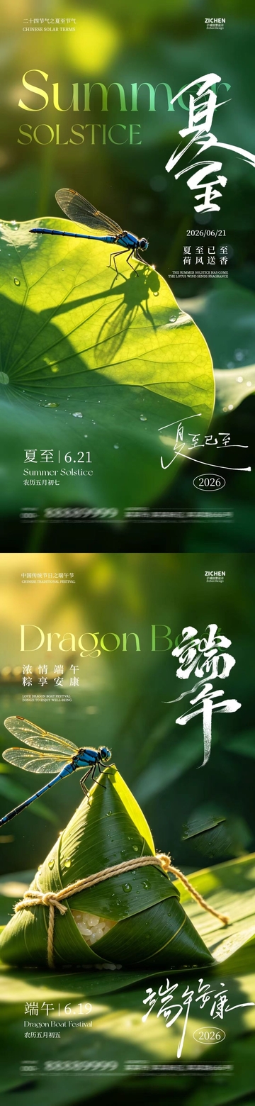 夏日夏至蜻蜓绿意海报