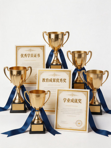 金色奖杯证书荣誉展示