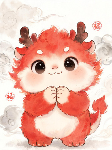 可爱卡通中国龙插画