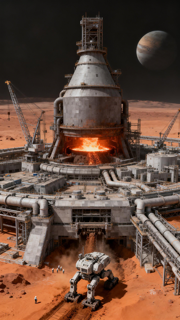 火星基地建设科幻场景