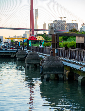 杨浦滨江城市桥梁水岸风光摄影