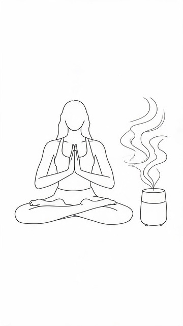 极简风冥想女性插画设计素材