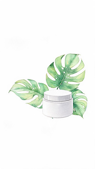 水彩绿植化妆品包装设计素材