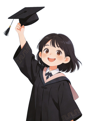 卡通女孩毕业庆祝插画