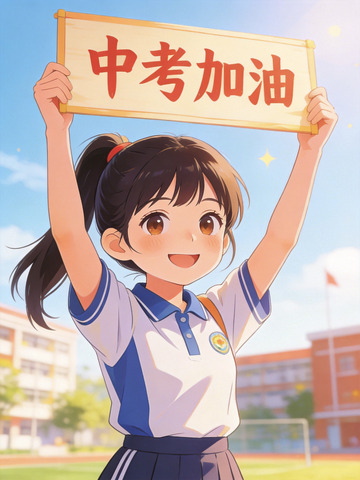 校园风少女中考祝福插画