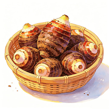 篮子里的芋头插画