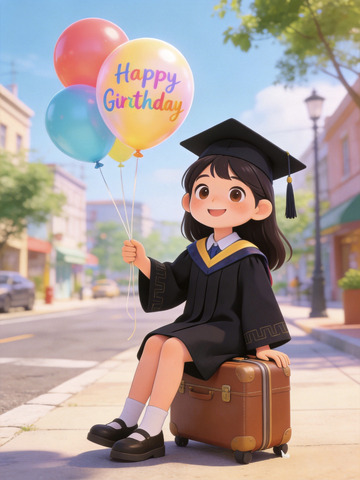 毕业季生日庆祝插画