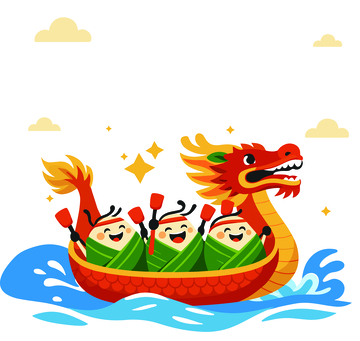 龙舟节卡通插画粽子划船
