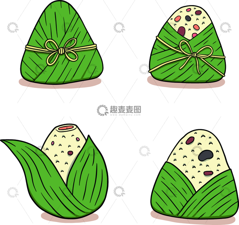 源文件下载【趣麦麦图】卡通风端午节粽子插画素材