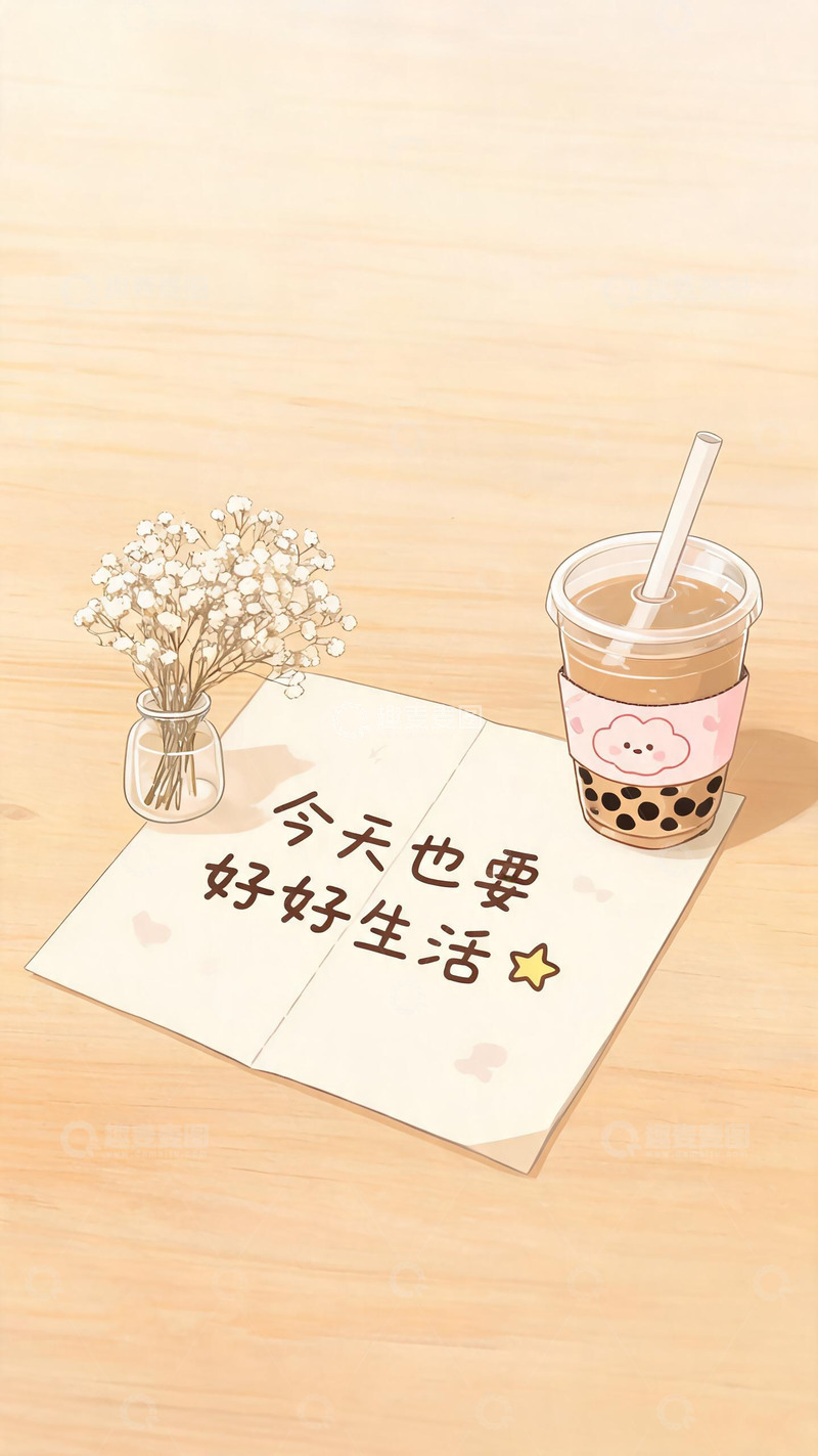 高清大图下载【趣麦麦图】插画风美好生活饮品桌面壁纸
