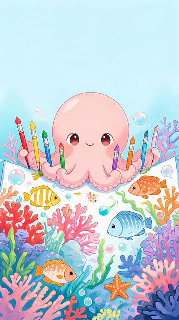 卡通海洋生物绘画设计素材