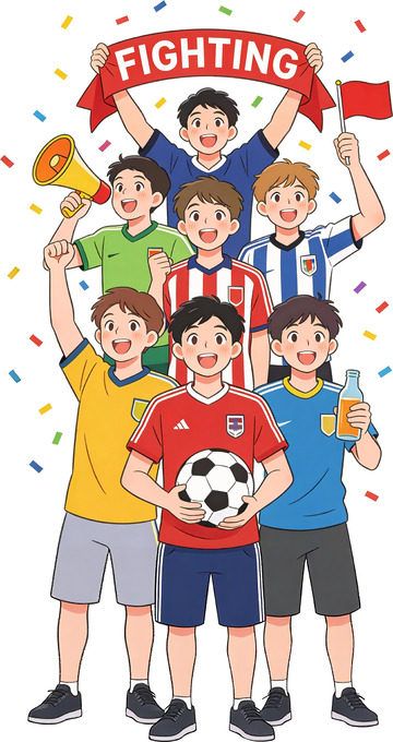 日系插画风格正在庆祝的足球迷1
