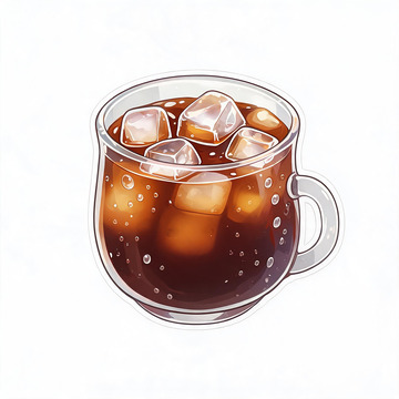 透明杯冰咖啡插画