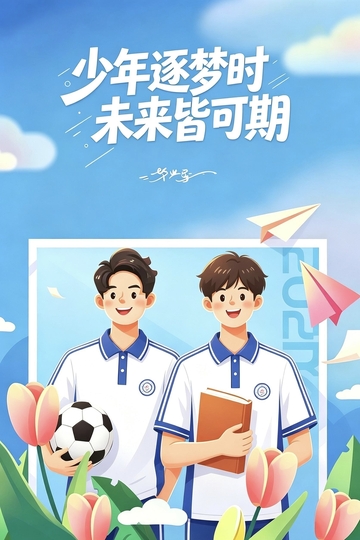 校园风少年逐梦未来海报设计素材