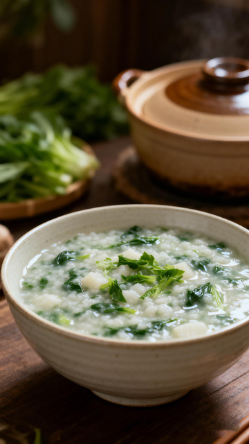 热气腾腾蔬菜粥家常美食