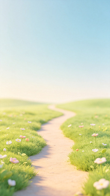 田园小路花草风景图