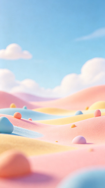 梦幻糖果丘陵景观插画