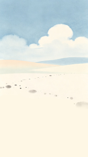 淡雅沙漠水墨画
