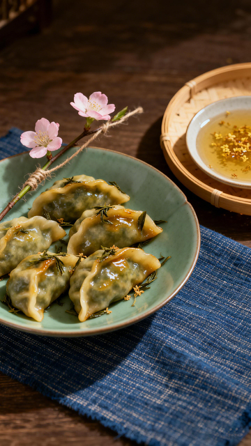 传统中式点心饺子配桂花茶