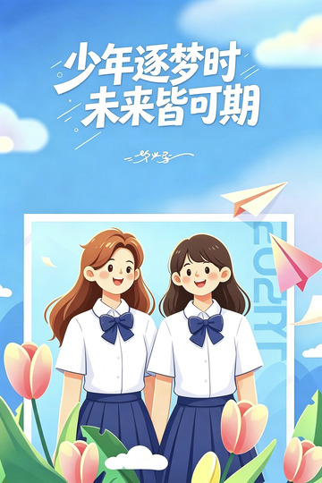 校园风少女逐梦未来海报设计素材