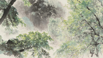 诸暨五泄景区水墨山林风景中国画